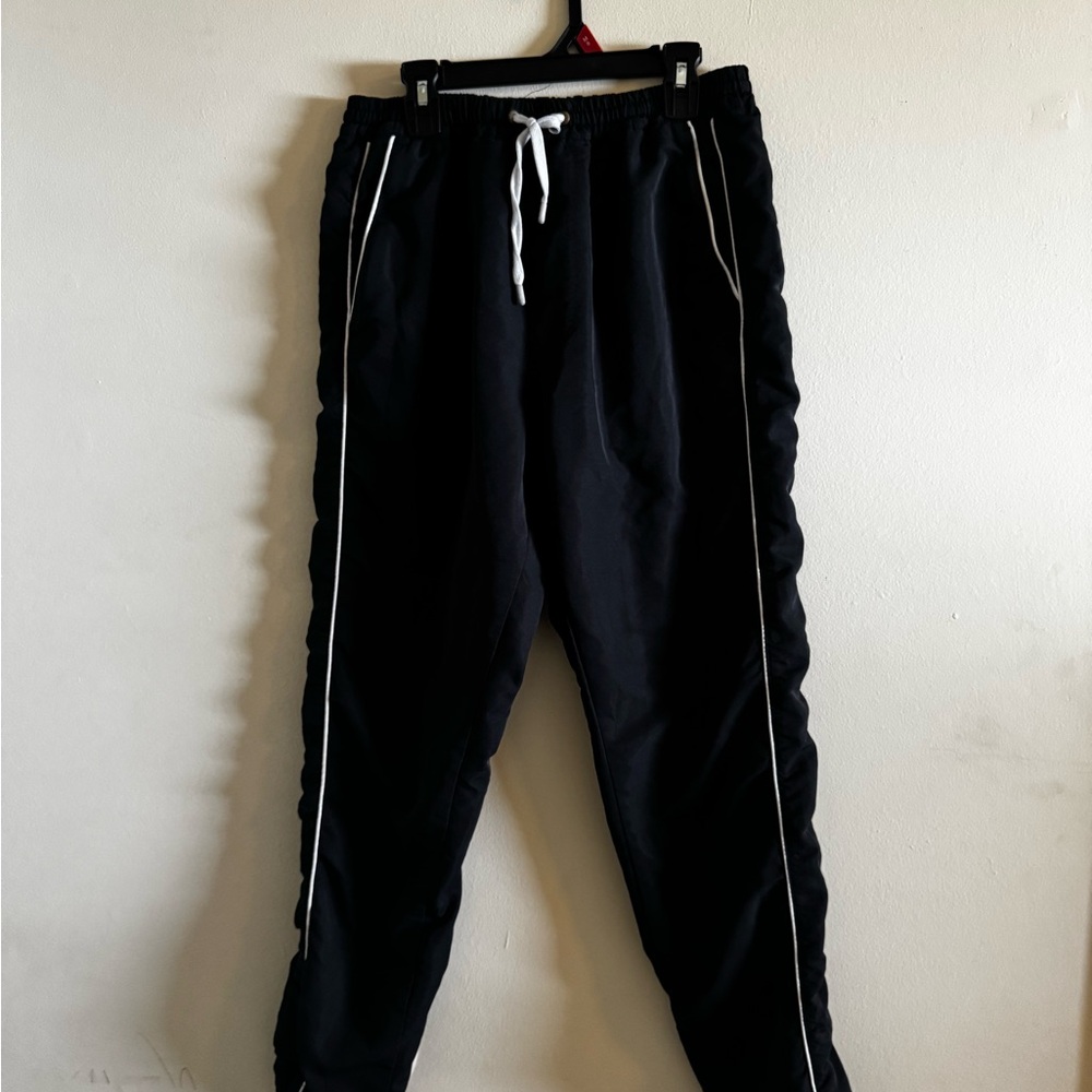 Men's Black Jogger Pants with White Side Piping